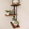 Rustic Wood Corner Shelf Home Display Storage Rack Wall Floating Shelf 3 Tier UK