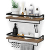 2Pcs Corner Wall Shelves Industrial Style Metal Wood Shelving Shelf Storage Hook