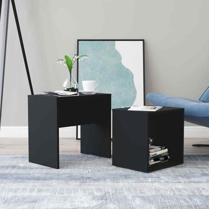 Coffee Table Set Chipboard Accent Side Nesting Tables Black