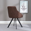 2x Grey&Brown Dining Chairs Set PU Faux Leather Padded Metal Legs Accent Chair