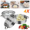 3TIER4PC INDUCTION HOB STAINLESS STEEL 28CM STEAMER POT PAN COOKER SET GLASS LID