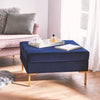 Darcey Navy Square Footstool With Gold Legs
