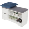 Shoe Bench Shoes Storage Rack Wooden Cabinet Padded Seat Cushion Hallway White