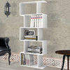 Wood Bookcase Bookshelf S Shape 5 Tier Shelves Free Standing Shelving Storage