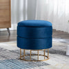 VELVET STORAGE POUFFE FOOTREST ROUND OTTOMAN VANITY DRESSING SEAT STOOL