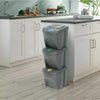 Recycle Bins 25L x 3 Food Stackable Waste Recycling Lids Kitchen Garden Dustbin