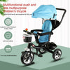 4-in-1 Baby Tricycle Stroller Folding Kids Trike Detachable w/ Canopy Pedal Bike