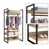 Bedroom Double Open Wardrobe 4 Shelves Furniture Storage Cupboard Clothes Rail