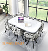 White Wooden Dining Table & 6 Chairs Rretro