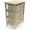 3 TIER DRAWERS WOODEN STORAGE CABINET RACK WICKER BASKETS BEDROOM UNIT FURNITURE