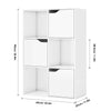 White Bookcase 6 Cube Storage with Door Wooden Bookshelf Display Storage Cabinet