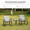 3 Pieces Outdoor Patio Bistro Set w/ 2 Rocking Chairs and Small Coffee Table