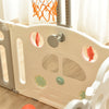14 Panels Foldable Baby Playpen with Activity Panel & Basketball Hoop Grey HT