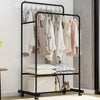 Metal Clothes Double Rail Rolling Garment Heavy Duty Hanging Rack Shelf Display