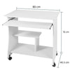 Wooden Trolley Computer PC Laptop Desk White Study Office Bedroom Furniture Wood