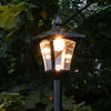 2.1m Solar Power Outdoor Black Security LED Lamp Post | Garden Path Driveway