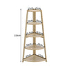 Corner Ladder Shelf 5 Tier Wooden Fan-Shaped Display Stand Storage Rack Bookcase