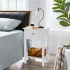 Bedside Tables 2PCs White Nightstands Bedside Cabinets with Shelf & Drawer Home