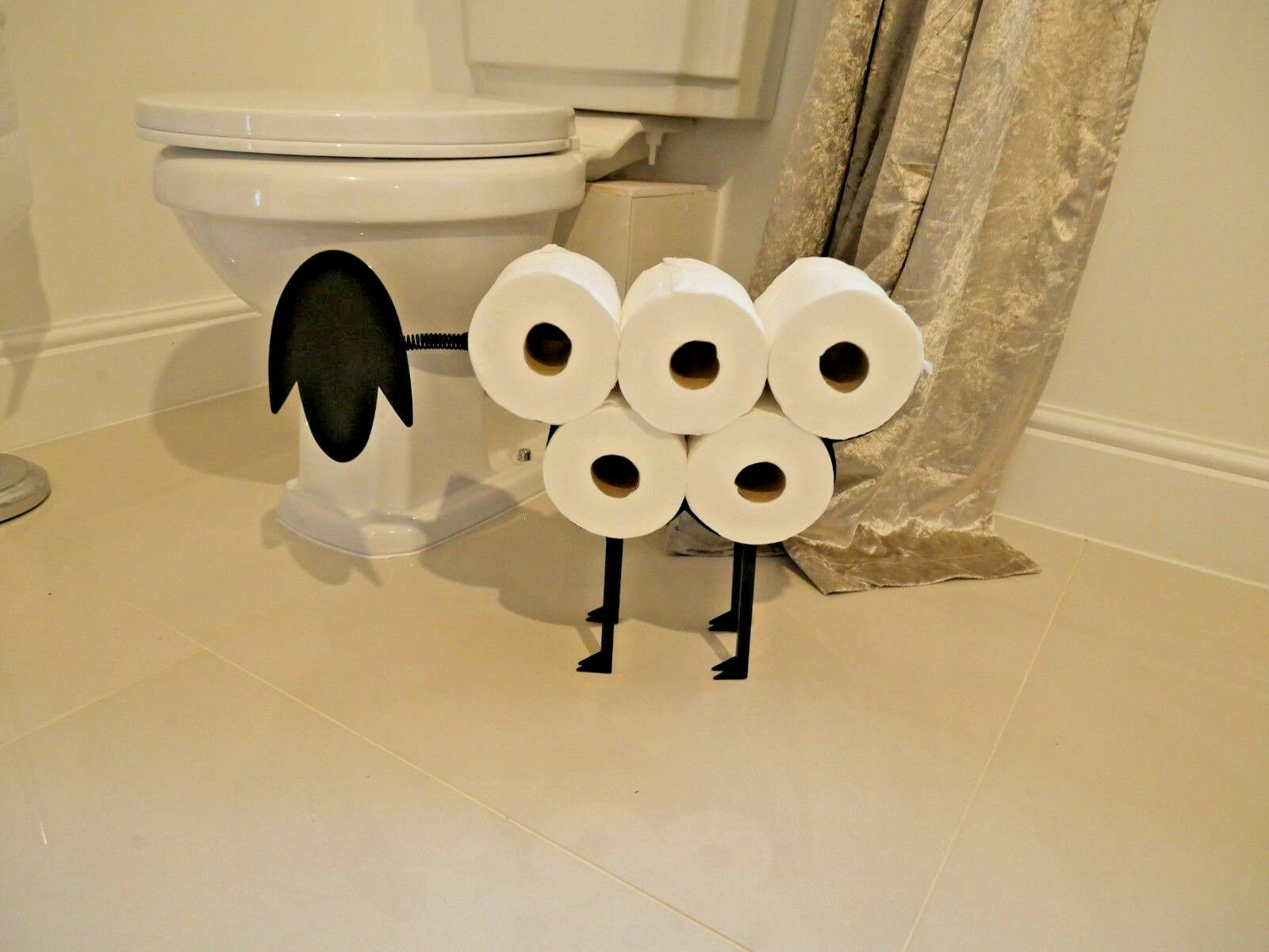 New Novelty Toilet Roll Holder Free Standing Black Sheep Bathroom