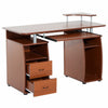 Computer Table PC Desk Work Station Drawer Monitor Printer Brown Home Office