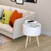 End Table Coffee Round with Storage Tray Rotatable Side Table Sofa Table Wooden