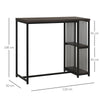 Table with 2-Tier Shelf, Steel Tube, Adjustable Foot Pad for Home Pub Cafe