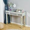 Bedroom 1/2 Drawers Mirrored Glass Dressing Table Cushioned Stool Mirror Set UK
