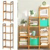 Floor Standing Bamboo Bookshelf Storage Unit Plant Stand Display Shelving Holder
