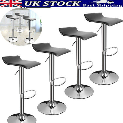 2/4 x Bar Stools Gas Lift Swivel Stool Hub Club Cafe Breakfast Chairs PU Leather