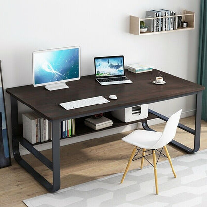 Computer Desk Home Office Study Writing Table Workstation Lower Shelf Furniture