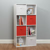 8 Cube Storage Unit White/Red Boxes Childrens/Kids Bedroom Toy Basket Shelves