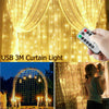 300 LED Curtain Fairy Lights USB String Light Indoor Outdoor Decor With Remote