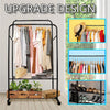 Deluxe Double-Rail Clothes Garment Hanging Drying Rack w/ 2 Tier Shoe Shelves