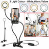 24 LED Camera Long Arm Selfie Flash Ring Light + Mobile Phone Holder USB Clip On