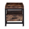 Industrial Bedside Cabinet Side Tray Table 1 Sliding Drawer 2 Tiers Shelf Stand