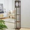 4 Tier Shelf Floor Lamp w/ Shade Standing Light Open Shelves Storage Living Room