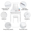 White Mirror Dressing Table Dresser Makeup Desk LED Lights 4 Drawers Upholstered