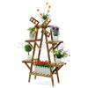 3 Tier Outdoor Wooden Flower Plant Pot Shelf Stand Folding Display Ladder Garden