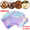 100X Holographic Foil Heat Seal Zip Lock Pouch Bag Rainbow Laser Bags NEW