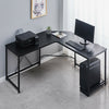 L-shaped Corner Computer Desk Office Workstation Metal Leg Home Table&Stand MDF