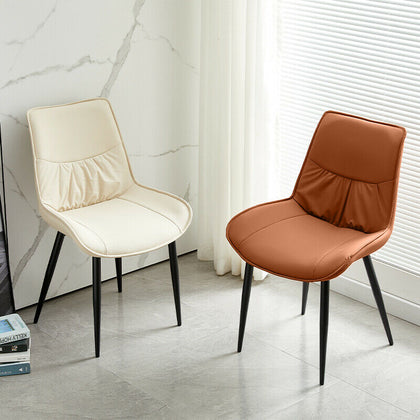 2 x Dining Chairs Modern Design Retro Lounge Faux Leather PU Chairs Living Room