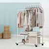 Metal Clothes Double Rail Rolling Heavy Duty Garment Hanging Rack Shelf Display