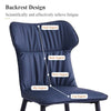 2X Blue Dining Chairs Faux Leather Ergonomic Back Soft Cushion With Metal Legs