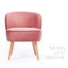 Velvet Accent Chair w Foam Padding Curved Back Wood Legs for Home & Office Pink