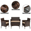 4 PCS Patio Rattan Wicker Garden Furniture Set Table Sofa w/Cushions Brown