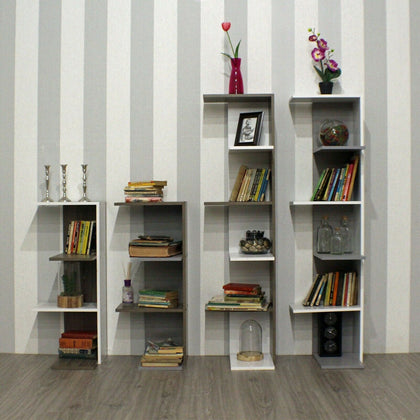 Wooden Modern Corner Bookcase Shelves Living Room Storage Free Standing Display