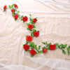 16Heads Artificial Faux Silk Flower Rose Leaf Garland Vine Home Party Decor 7Ft