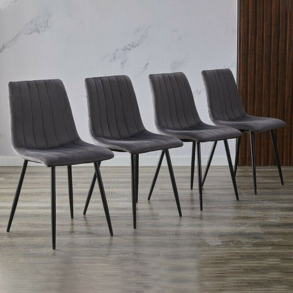 2X Grey Velvet Dining Chairs Metal Legs Office Chairs Dining Room Kitchen Modern
