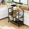 Kitchen Trolley Serving Trolley with storage and Wine Rack Industrial Vintage