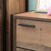 Stretton Urban Bedside Lamp Table with 2 Drawers Rustic Industrial Oak Effect